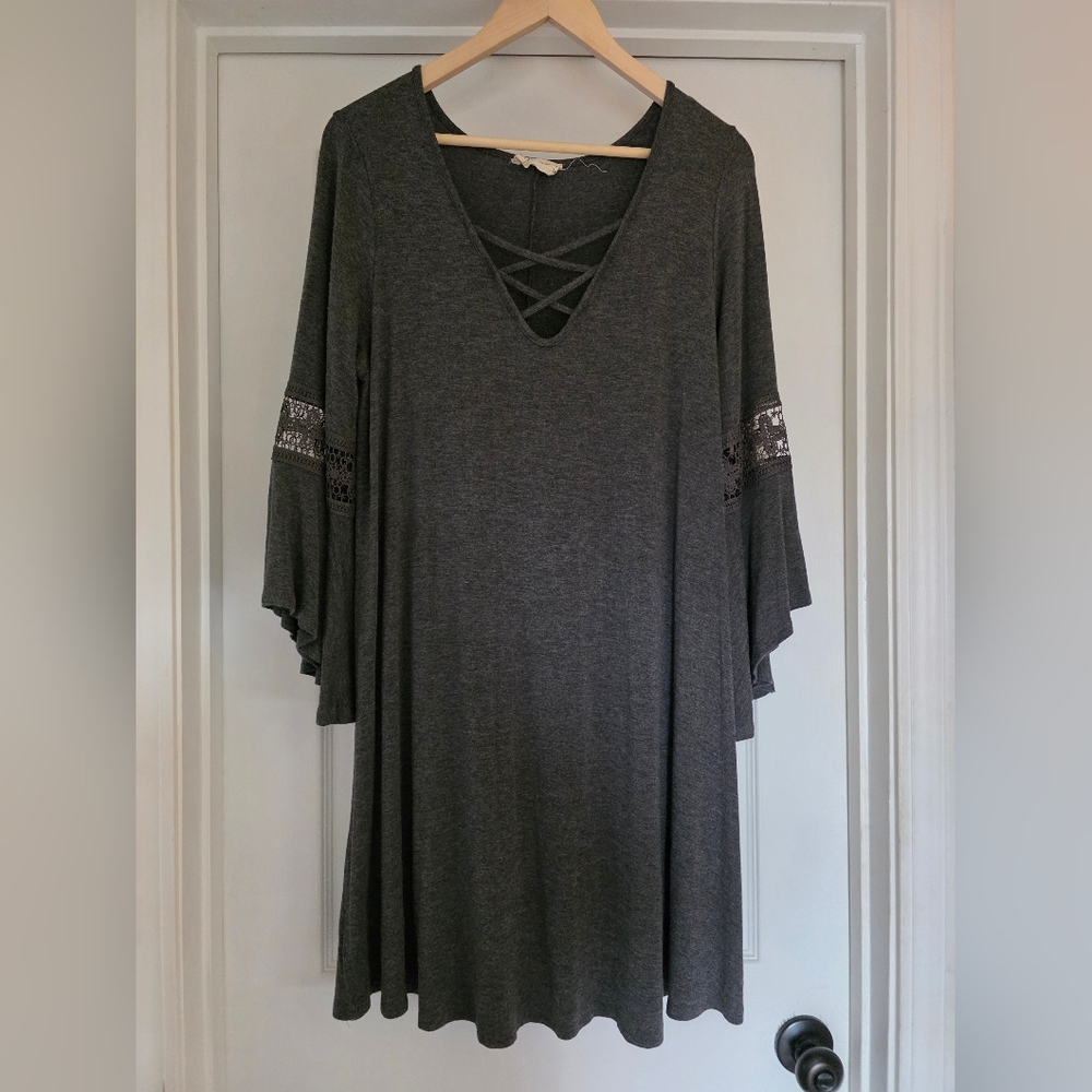 Chic Dark Gray Long Sleeve Dress